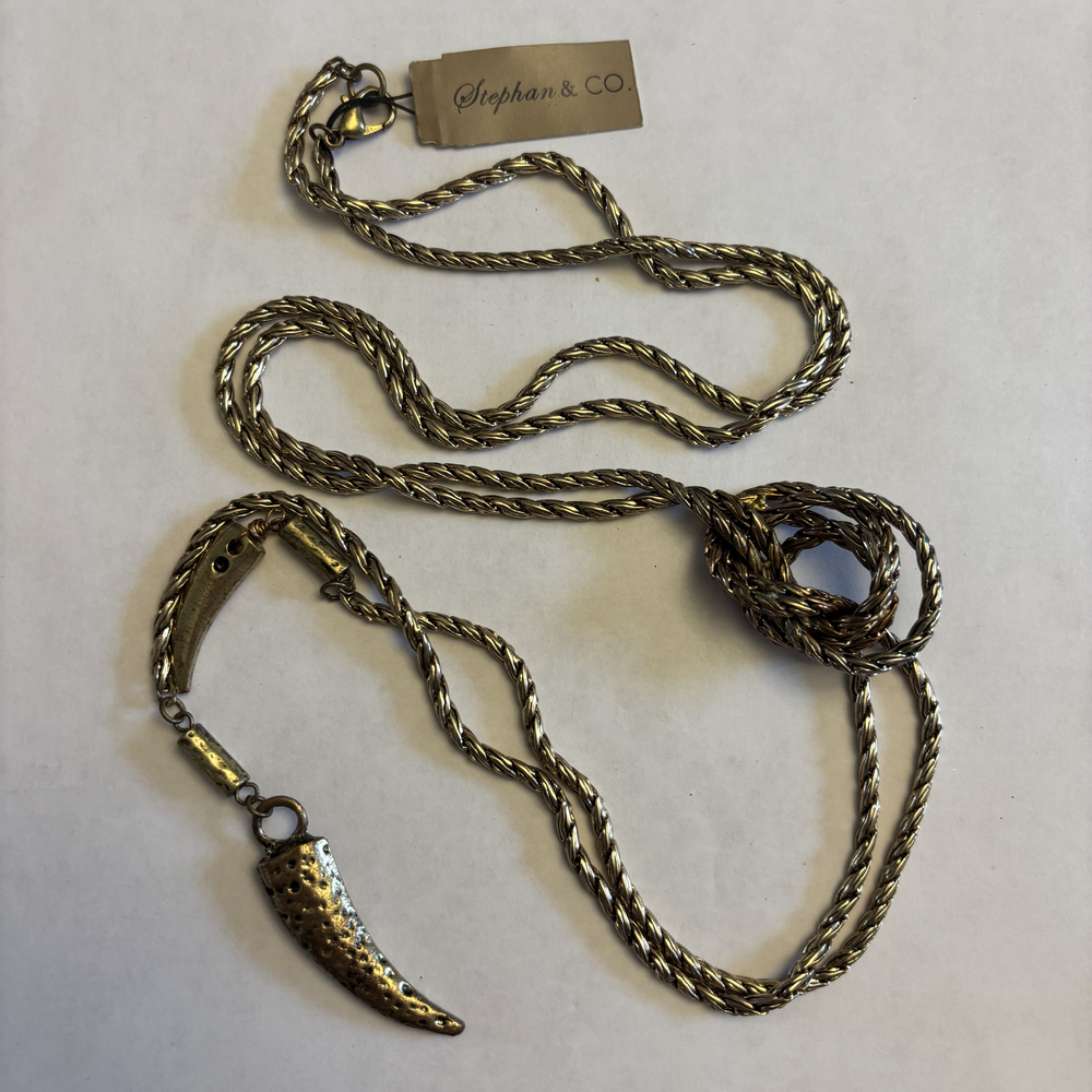 Stephan & Co. Antique Gold Tone Twisted Rope Chain Pendant Necklace NWT